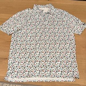 White Short-Sleeve Novelty Print Polo